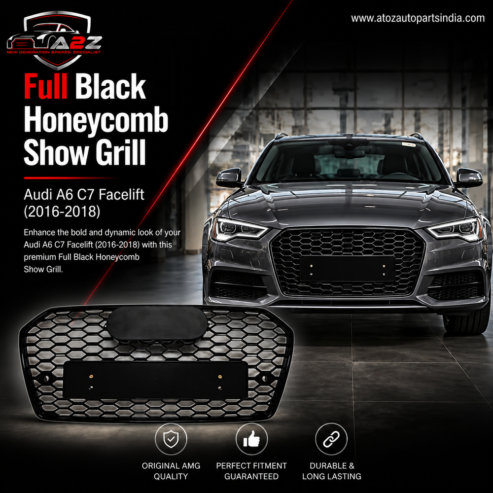 RS6 Full Black Honeycomb Show Grill Compatible With Audi A6 C7 Facelift(2016-18) Tag No.64