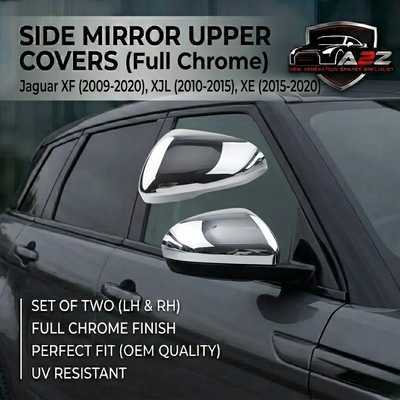 Side Mirror Upper Covers Left C2D5489 & Right C2D5488 Compatible With Jaguar (Full Chrome) XF (2009-2020) XJL (2010-2015) XE (2015-2020) Tag No.14