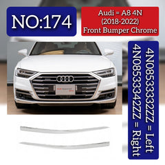 Front Bumper Chrome Left 4N08533332ZZ & Right 4N08533342ZZ Compatible With Audi A8 (4N) (2018-2022) Tag No.174
