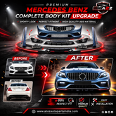 A To Z Compatible With Mercedes Benz C Class W205 (2015-2021) Front Rear Bumper Side Skirt Diffuser Exhaust Tip Upgrade Convert To Amg Amg C63 Bumper Bodykit GC W205-037 CC-9541 (Shipping Cost Not Included In Price)