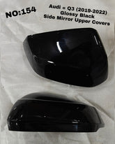 Side Mirror Upper Covers Glossy Black Right & Left Compatible With AUDI Q3 (2019-2022) Tag No.154