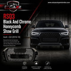 RSQ3 Black And Chrome Honeycomb Show Grill Compatible With Audi = Q3 (2016-18) Tag No.134