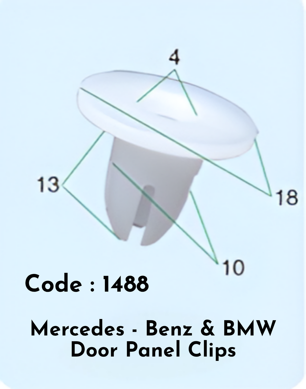 Door Panel Clips (Set of 10) Code:1488 Compatible With Mercedes Benz And BMW