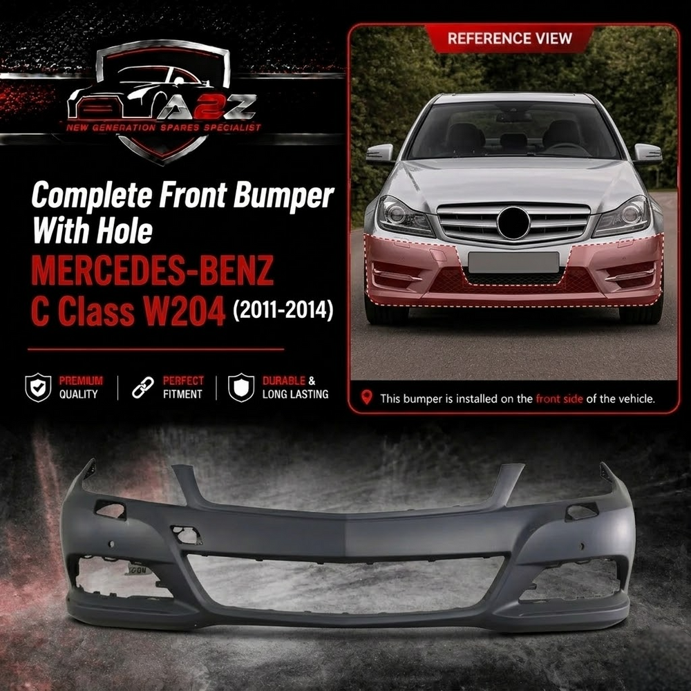 Complete Front Bumper With Hole A2048805547 Compatible With MERCEDES-BENZ C Class W204 (2011-2014) No :- 252A