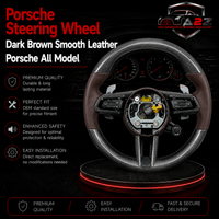 Carbon Fiber & Dark Brown Smooth Leather Steering Wheel Compatible With Porsche All Models