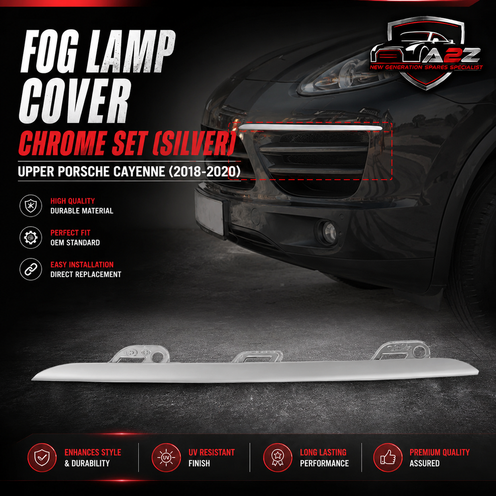 Fog Lamp Cover Chrome Set (Silver) Upper Left 9Y0807245A & Upper Right 9Y0807246A & Lower Left 9Y0807245 & Lower Right 9Y0807246 Compatible With Porsche Cayenne (2018-2020) Tag No.155