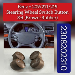 Brown-Rubber Steering Wheel Switch Control Buttons Set 2308202310 Compatible with MERCEDES E-CLASS W211 & CLS C219