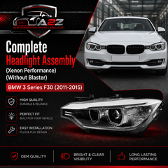 Complete Headlight Assembly (Xenon Performance) Left 63116339385 63117339385 63117314531 & Right 63117339386 63117314532 (Without Blaster) Compatible With BMW 3 Series F30 (2011-2015) Projector Tag No.55