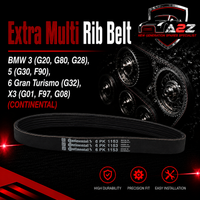 Extra Multi Rib Belt 6PK1157 11287926093 Compatible With BMW 3 (G20, G80, G28), 5 (G30, F90), 6 Gran Turismo (G32), X3 (G01, F97, G08) (CONTINENTAL)
