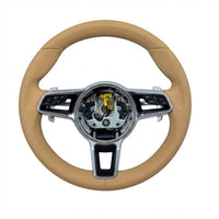 Beige Leather Steering Wheel Compatible With Porsche Models