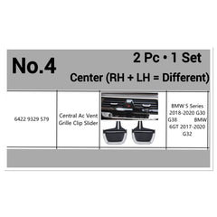 Center Air Conditioner Back Ac Vent Grille Outlet Tab Clip Slider Repair Kit 64229329579 Compatible With BMW 5 Series G30 (Set Of 2)