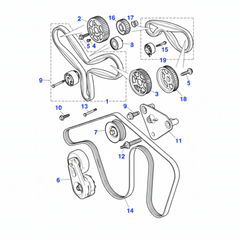 Belt Tensioner C2C22802 Compatible With JAGUAR & XF I (X250) & XF II (X260) &XJ (X351) Tag no : 6