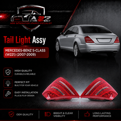 Tail Light Rear Lamp Compatible With MERCEDES-BENZ S-CLASS (W221) (2007-2009) Tail Light Rear Lamp Left 2218200366 A2218200366 & Right 2218200466 A2218200466 Tag-TLM-104