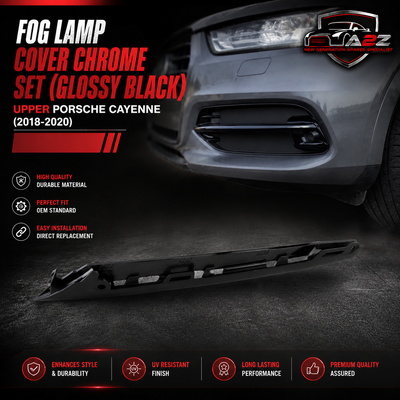Fog Lamp Cover Chrome Set (Glossy Black) Upper Left 9Y0807245A & Upper Right 9Y0807246A & Lower Left 9Y0807245 & Lower Right 9Y0807246 Compatible With Porsche Cayenne (2018-2020) Tag No.155