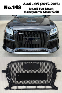 RSQ5 Full Black Honeycomb Show Grill Compatible With Audi Q5 (2013-2017) RSQ5 Black Chrome Tag No.148