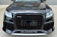 RSQ5 Full Black Honeycomb Show Grill Compatible With Audi Q5 (2013-2017) RSQ5 Black Chrome Tag No.148