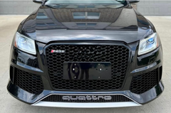 RSQ5 Full Black Honeycomb Show Grill Compatible With Audi Q5 (2013-2017) RSQ5 Black Chrome Tag No.148