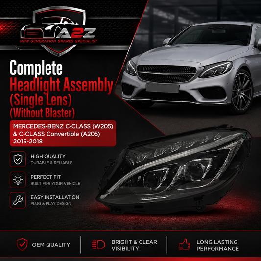 Headlight Headlamp Left A2059067303 & Right A2059067403 A2058203661 (Single Lens) (Without Blaster) Compatible With MERCEDES-BENZ C-CLASS (W205) & C-CLASS Convertible (A205) 2015-2018 Tag No.101