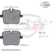 Rear Brake Pad 34208092823 2203901 P060109 Compatible With BMW 3 Series G20 G80 G28 & 5 Series G30 F90 & 6 Series Gran Turismo G32 & 7 Series G11 G12 & X5 G05 F95