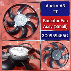 Engine Cooling Fan Motor Fan Assembly (Small) 3C0959455G 1K0959455ET Compatible With AUDI A3 & TT (8J3) & SKODA OCTAVIA II (1Z3) | LAURA & SUPERB II (3T4) &VW JETTA III (1K2)