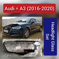 Front Headlight Glass Compatible with Audi A3 2016-2020.
