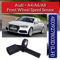 Front Left ABS Wheel Speed Sensor 4E0927803A 4E0927803D 4E0927803F Compatible With AUDI A4 B8 & A5 & A6 C6 4F & A6 C7 4G2 & A8 D3 4E2 & A8 D4 4H2 & Q5 8RB