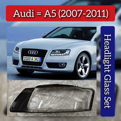 Headlight Glass Set Left & Right Compatible With AUDI A5 (2007-2011)