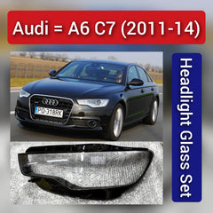 Front Headlight Glass Compatible with Audi A6 C7 2011-14.