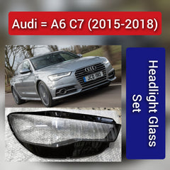 Front Headlight Glass Compatible with Audi A6 C7 2015-18.