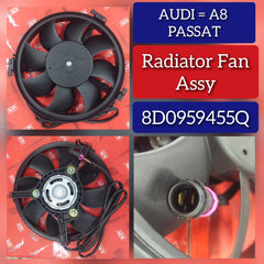 Engine Cooling Fan Motor Fan Assembly (Round Pin ) 8D0959455Q Compatible With AUDI A8 & SKODA SUPERB I (3U4) &VW PASSAT
