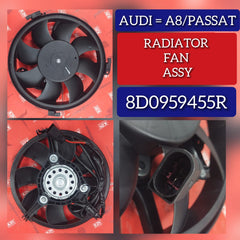 Engine Cooling Fan Motor Fan Assembly (Square Pin ) 8D0959455R Compatible With AUDI A8 & SKODA SUPERB I (3U4) &VW PASSAT