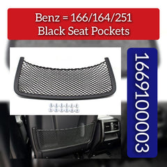 Black Seat Storage Pocket Cover 1669100003-9H23 Compatible With Mercedes Benz R-Class W251 & GL-Class W164 & GLE