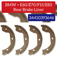 Rear Parking Brake Shoe Set 34410393646 34416780041 Compatible With BMW 5 Series E60 F07 & 7 Series (E65, E66, E67) & 7 Series (F01, F02, F03, F04) & X5 (E70) & X5 (F15, F85) & X6 (E71, E72) & X6 (F16, F86)