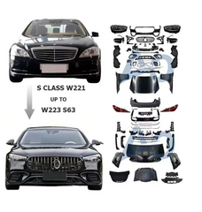 A To Z Compatible With Mercedes Benz S Class W221 (2006-2014) Το W223 2023+ Lci Amg S63 Upgrade Facelift Conversion Body Kit Bumper Hood Headlight Taillight CC-8542 (Shipping Cost Not Included In Price)