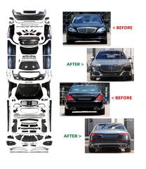 A To Z Compatible With Mercedes Benz S Class W221 (2006-2014) Upgrade Facelift Convert To W223 2024 Lci Maybach Bumper Body Kit Hood Fender Skirts Headlight Taillight Glass With Door 1:1 CC-8553-10 (Shipping Cost Not Included In Price)
