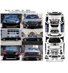 A To Z Compatible With Mercedes Benz S Class W221 (2006-2014) Upgrade Facelift Convert To W223 2024 Lci Maybach Bumper Body Kit Hood Fender Skirts Headlight Taillight Glass With Door 1:1 CC-8553-10 (Shipping Cost Not Included In Price)