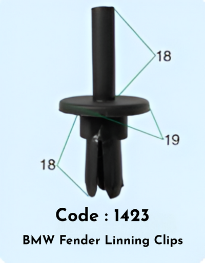 Fender Linning Clips (Set of 10) Code:1423 Compatible With BMW