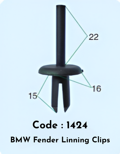 Fender Linning Clips (Set of 10) Code:1424 Compatible With BMW