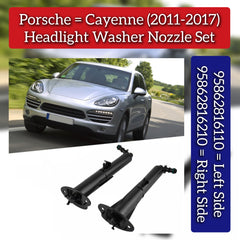 Headlight Washer Nozzle Set Left 95862816110 & Right 95862816210 Compatible With Porsche Cayenne (2011-2017) (2011-2018)