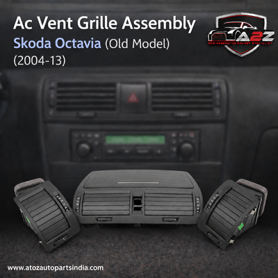 Black Ac Vent Grille Assembly Center 1ZD820951 & Right 1ZD819702 & Left 1ZD819701 Compatible With Skoda Octavia (Old Model)