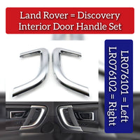 Interior Door Handle Surrounding Cover Trim Silver Chrome Left LR076101 & Right LR076102 Compatible With Land Rover Discovery (2015-2019)