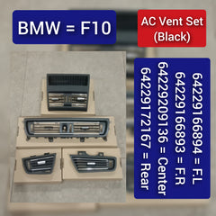 Black Ac Vent Grille Center 64229166885 & Right 64229166894 & Left 64229166893 & Rear 64229172167 Compatible With BMW 5 Series F10