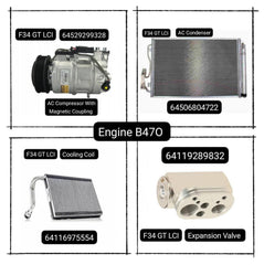 AC Condenser 64506804722 Compatible with BMW 3 Series (F30, F80) 3 Series Gran Turismo (F34) i8 (I12)