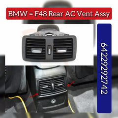 Black Rear Ac Vent Grille Assembly 64229292742 Compatible With BMW X1 F48