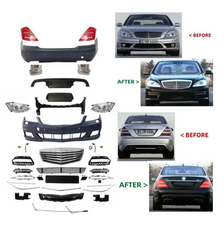 A To Z Compatible With Mercedes Benz S Class W221 (2006-2009) Upgrade Facelift Body Kit To W221 Lci Amg Bumper Headlight Taillight Skirts Exhaust Tips CC-4852 (Shipping Cost Not Included In Price)