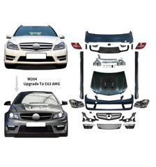 A To Z Compatible With Mercedes C Class W204 (2007-2014) Upgrade Facelift Convert Body Kit To W204 Lci Amgc63 Bumper Headlight Taillight Side Skirts Diffuser Exhaust Tips Hood CC-5517 (Shipping Cost Not Included In Price)