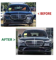 A To Z Compatible With Mercedes Benz S Class W223 (2021-2025) Car Upgrade To S450 Amg Bumper Body Kit Front After Lip Diffuser Exhaust Tips Fog Gril Cover Grill CC-8918 (Shipping Cost Not Included In Price)