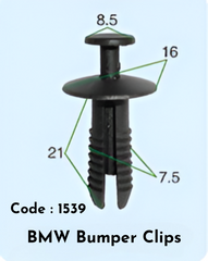 Bumper Clips (Set of 10) Code:1539 Compatible With BMW