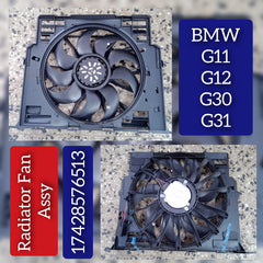 Engine Radiator Cooling Fan Assembly 17428576513 Compatible With BMW 5 Series (G30, F90) 6 Gran Turismo (G32) & 7 Series (G11, G12) & 8 Gran Coupe (G16, F93)