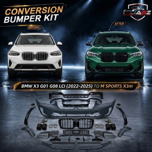 A To Z Compatible With BMW X3 G01 G08 Lci (2022-2025) Front Bumper Upgrade Convert To M Sport X3m Body Kit Grill Exhaust Tip Diffuser Grill G01/08-026 Gc CC-9327 (Shipping Cost Not Included In Price)